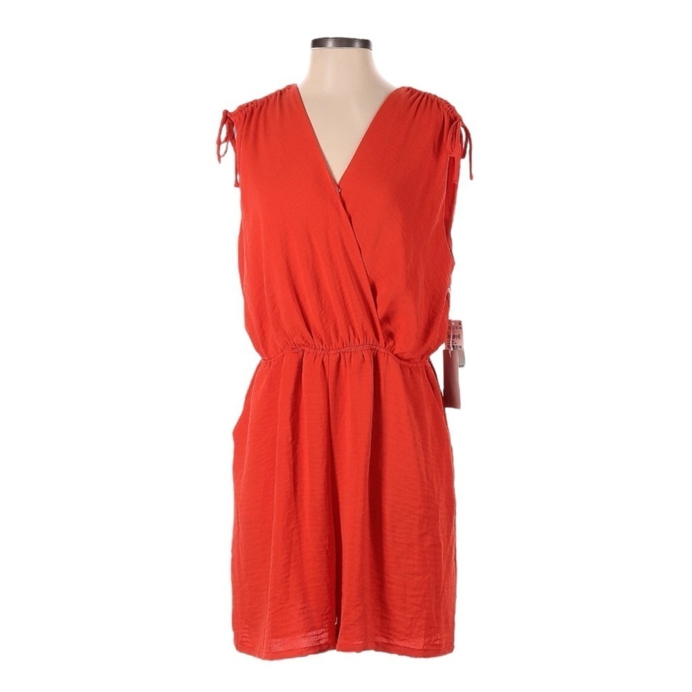 Chelsea28 Orange Fire Sleeveless Wrap Romper L Nordstrom Pockets NWT